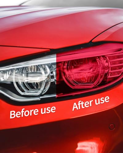KGDUYC 1 Rolle Scheinwerferfolie, Autotönungsfolie, rote Folie, transparent, zuschneidbar, selbstklebend,Scheinwerferrücklicht,getönte Vinylfolie,Auto-Rücklichttönungsfolie,Nebelscheinwerfer (rot)