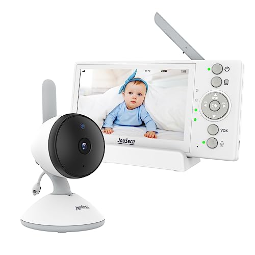 Image of JouSecu Baby Monitor with Camera and Audio No WiFi, 4.3" Display Video Baby Camera with Charging Cradle, Infrared Night Vision, Temperature, Two Way Talk, Night Vision and 960ft Range