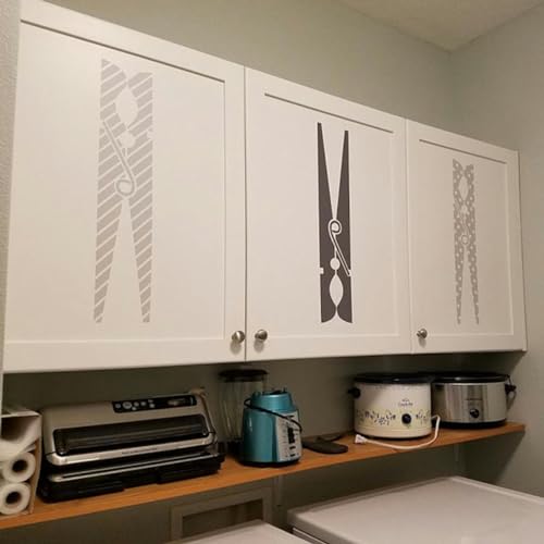 Stück große Wäscheklammern Waschküche Wandaufkleber Waschküche Waschraum Wäscheklammern Wandtattoo Küche Wohnzimmer Vinyl Dekor-dunkelblau-65 cm hoch x 3 Stück – Bild 3
