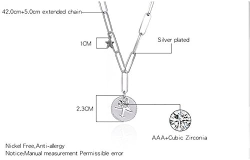 PengJin-Circular Airplane Hollow Pendant Silver Necklace, Sweater Y-Shaped pin Chain with Zircon - Image 5
