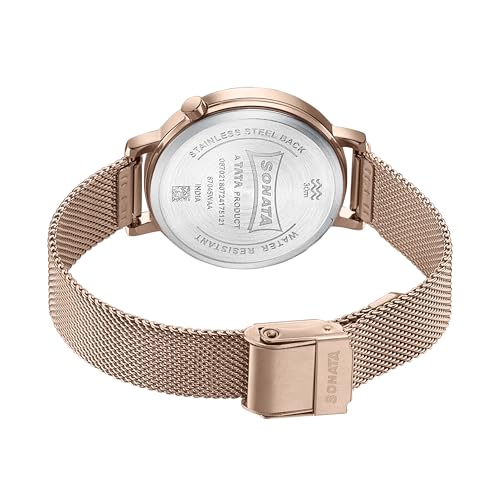 Image of Sonata Elegent Essentials Quartz Analog Black Dial Stainless Steel Strap Watch for Women