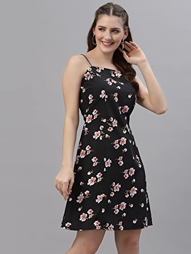 Image of OOMPH! Women A-Line Floral Mini Dress Western, Off Shoulder, Slip On