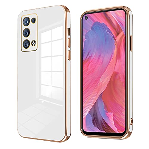 Compatible con Funda Realme 7 Pro Silicona Rosa, Enchapado Carcasa Realme 7 Pro Fundas Delgada y Suave Antigolpes Case (Blanco)