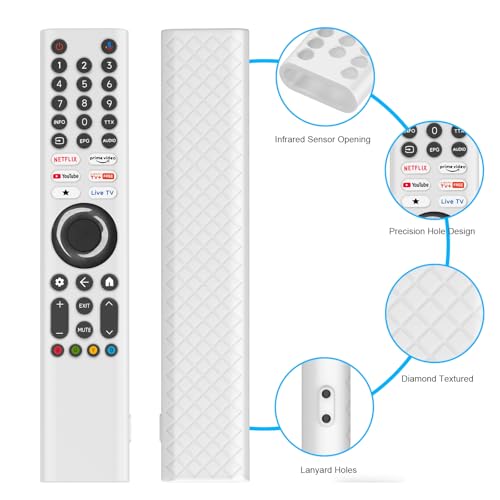 Image of Silicone Remote Cover for Xiaomi Mi TV 2025 Model Remote, Black, Diamond Textured, Precision Button Holes (White, XIAOMI TV 2025)