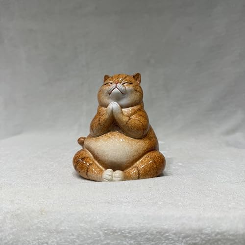 Image of AUGEN Polyresin Kitten Praying Statue Showpiece for Home Decor Decoration and Gifting (1767F1, 10.5cm)