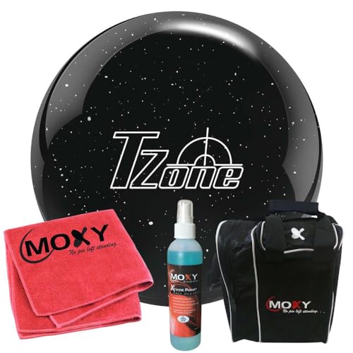 Brunswick T-Zone Night Sky Bowling Ball | Moxy Strike Black Bowling Bag | Moxy Red Micro Fiber Towel | Moxy Xtreme Power Cleaner Package 11lbs