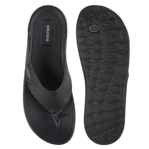 Image of WELCOME Soft Men's Slippers with Cushion FootBed for Adult | Comfortable & Light Weight | Stylish & Anti-Skid | Waterproof & Regular Flip Flops for Gents /Boys