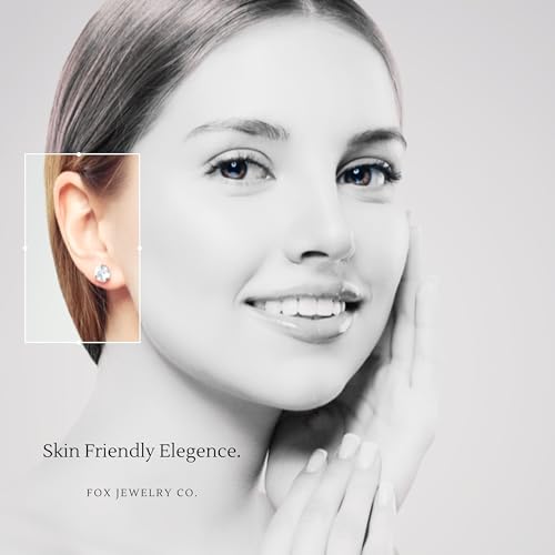 Fox Jewelry Co. 14k Yellow Gold Stud Diamond Earrings For Men & Women, Women's Mens Diamond Earrings in Solid 14k Gold & Simulated Diamonds, 2ct Round, Princess, Heart Cut, VVS Clarity, D Color, Screw Back4