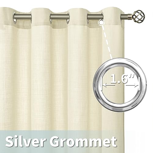 Image of LAMIT Linen Curtains 54 Inch for Bedroom, Grommet Thick Linen Textured Sheer Curtains Light Filtering Privacy Window Drapes for Living Room, Panels, 52 x 54 Inch, Light Beige