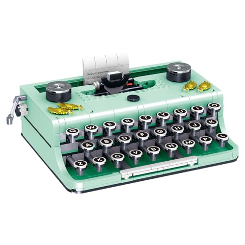 Image of ELAICREE Ideas Retro Typewriter Building Set For Adults, 820Pcs Classic Retro Series Typewriters Toys Model Best Nostalgic Gift, Green