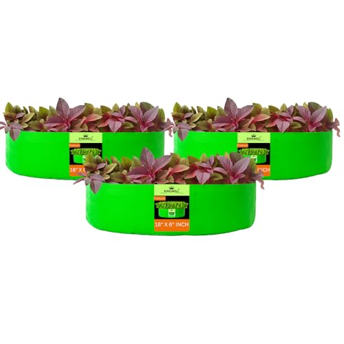 Image of Kingwell grow bags 18x6 inches pack of 3 Grow Bag For Terrace Garden Leafy Vegetable Plant Grow Bags Fruits Growing Containers For terrace Gardening