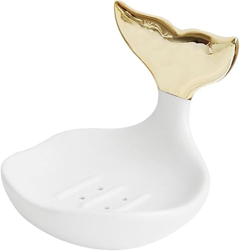 Zerodeko Jabonera de sirena para encimera jabonera bandeja de drenaje de jabón cuenco de cola de pescado para cocina fregadero y baño