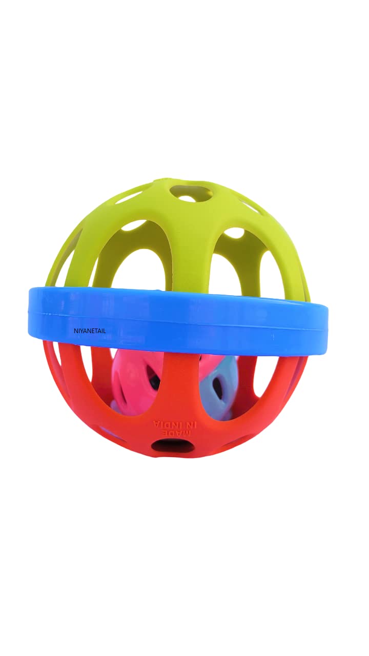 NIYANETAIL Colorful Soft Ball Rattle Toy for Baby Biggie Ball, Bath Toy Made in Safe Non-Toxic, Attractive Rattle for New Born Baby, Children Toy and Infant Products Activity Center(Pack of 1)