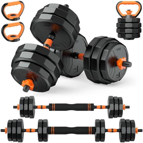 Rendpas 5-in-1 88 lb set with 12-sided anti-roll plates — one handle, five configurations
