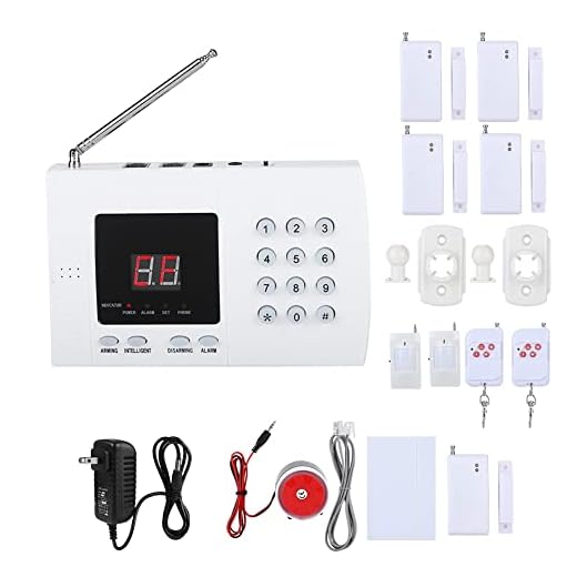 433MHz Wireless Auto Dialer Smoke Sensor Home Intruder Burglar Alarm Security System Alarm System for Home Security(American Standard (100-240V))