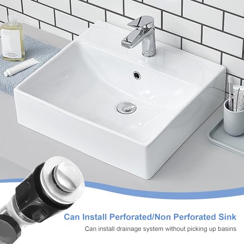 Waschbecken Ablaufgarnitur Kit Geruchsdichte Siphon Waschbecken Kits Abflussrohr-Kit für Waschbecken Abfluss mit Einziehbarem Flexiblem Abflussrohr und Pop-up Abflussstopfen für Badezimmer Küche