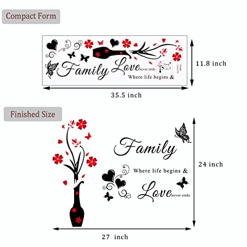 Wall Decor Stickers Family Letter Quotes Wall Decals Vase Wall Murals Diy Removable Wall Stickers For Living Room Bedroom Sofa Backdrop Tv Wall Background Home Decorations. #TOP6