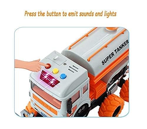 KRIREEN Heavy Deformation Truck Construction Friction Power Push and Go with 6 Wheel Toy for Kids with Sound and Lights, Best Gift for Birthday (Multicolour), (Pack of 1) (Oil Tanker) 2