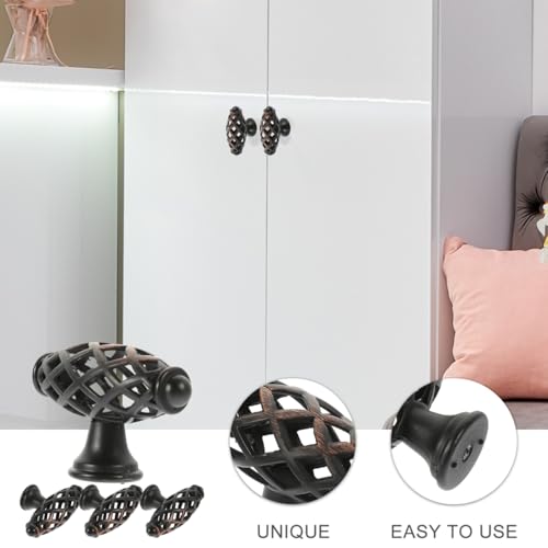 Image of balacoo 4pcs Vintage Knob Cabinets Brushed Drawer Knobs Vintage Door Handle Wardrobe Cabinet Matte Kitchen Cabinet Handles Single Hole Kitchen Cabinet Knobs Pull Handle for Furniture Black