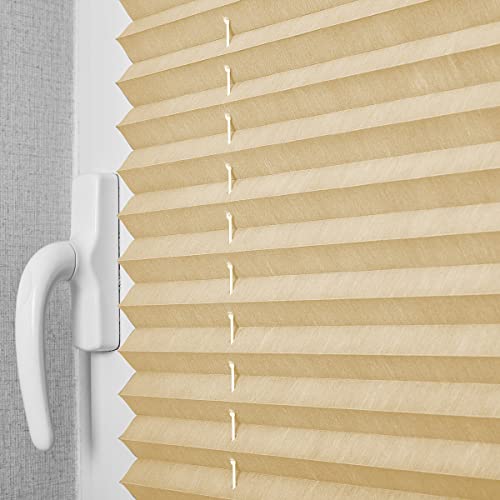 BelleMax Plissee ohne Bohren Klemmfix, Hellbeige 110x45cm(LxB), Easyfix lichtdurchlässig Sichtschutz und Sonnenschutz, Jalousie Plisseerollo mit Klemmträger, Faltrollo für Fenster & Tür