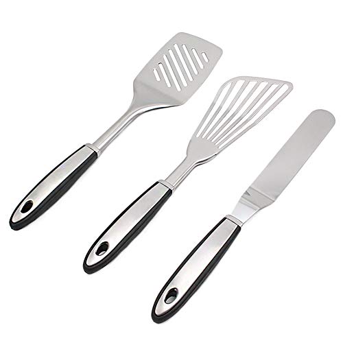 HuaLan 3-Piece Stainless Steel Spatula Set Heat-Resistant Spatulas BPA Free Kitchen Utensil Ideal