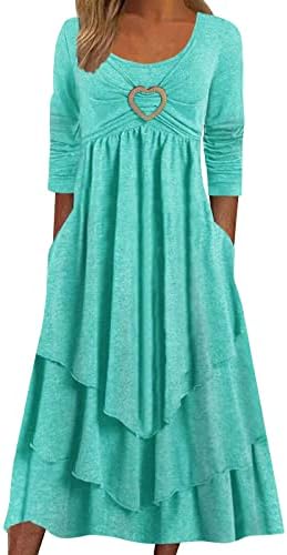 2023 Women’s Summer Dresses 3/4 Sleeveless Boho Dress Casul Maxi Dresses Beach Vacation Long Dresses Basic Work Dress