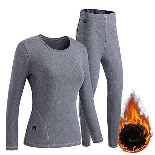 Heated Thermal Underwear For Men, Winter Base Layer Set Tops Pants, Women's Thermal Underwear Set, Warm Long Bottom,Women Grey,Xxl #TOP27