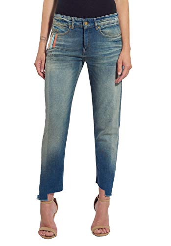Kaporal - Jean Effet délavé & déchiré avec Broderie Fils Couleur, Coupe Straight - Funky - Femme - 24 - Autres