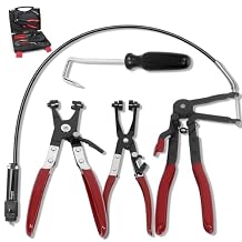 4PCS Long Reach Hose Clamp Pliers Tool Set - Flexible Wire Radiator Hose Clamp Remover for Automotive Coolant, Heater, Water Hose