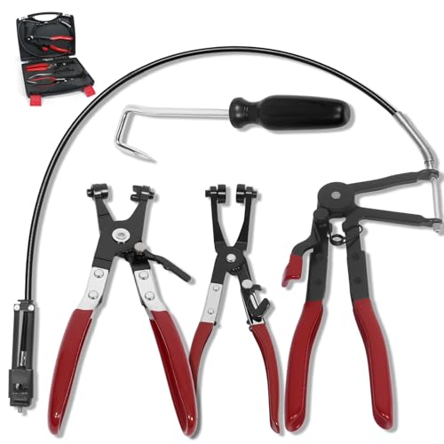 Rlokciy 4PCS Long Reach Hose Clamp Pliers Tool Set