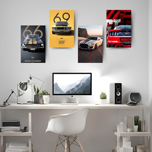 Image of Posters Inc Sports Cars Posters for Wall A4 Size Aesthetic Setup 300 GSM Matte Paper Pack of 6 Automotice Motorsport Decor for Gaming Room, Bedroom, Home, Office & Living Room Glue Dots Included