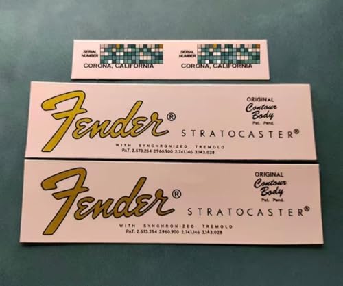 2PCS 60S Vintage Style Electric Guitar and Bass Head Stickers - Suitable for Fender Guitar Head Logo Water Transfer Stickers - Removable Film (American Style)