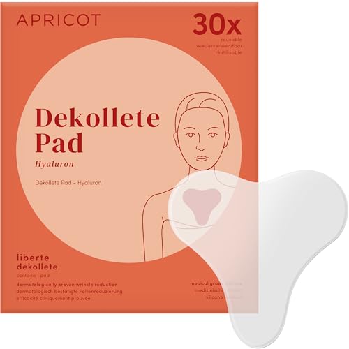 APRICOT Dekollete Pad Antifalten aus medizinischem Silikon mit niedermolekularem Hyaluron - Bis zu 30x Wiederverwendbar Dermatologisch Bestätigt Vegan & Tierversuchsfrei - Dekollete Anti Falten Pad