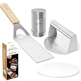 Smashed Burger Kit, Burger Press Kit - Stainless Steel Burger Press, Grill Spatula, Spice Dredge Shaker, Hamburger Patty Paper - Burger Smasher, Griddle Accessories Kit