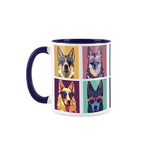 Purely Home Cool Pets German Shepherd Alsatian Mug - Pets Navy Blue Coffee/Tea Gift 11oz, Navy Blue, White - Image 2