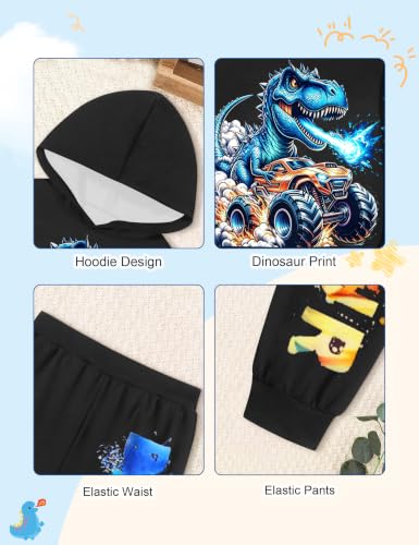 Image of Toddler Boy Clothes Dinosaur Printed Hoodies Long Sleeve Pant Sets
