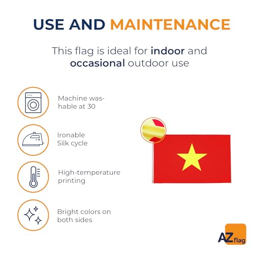 Image of AZ FLAG - Vietnam Flag - 3x5 Ft - 100D Polyester Vietnamese Banner with Two Metal Grommets - Fade Resistant - Vivid Colors - 3' x 5' Feet - 150x90 Cm
