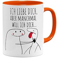 OM3® Funny Mug With Saying "Ich Wünschte Du Würdest Nebenan Wohnen - Love Liebe Partner | Ceramic Mug | 11 Oz 325 Ml | Printed On Both Sides | Black