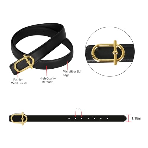 Image of Aurolran Women's Leather Belt with Buckle - Ideal for Dresses, Jeans, and Coats