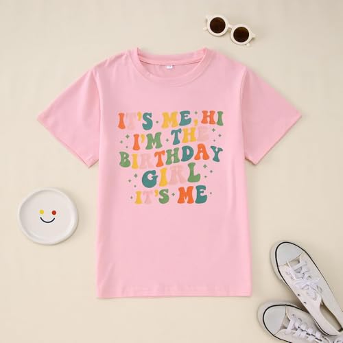 Image of GLIGLITTR Birthday Girl Shirt Its Me Hi Im The Birthday Girl Its Me Kids Birthday Party Tshirt Girls Bday Outfits Tops 5-12Y