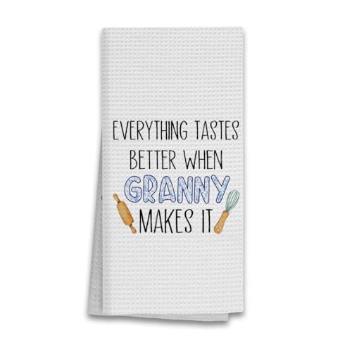 Hxlac Granny Gifts Kitchen Towels, Gifts for Granny, Grandma Gifts for Birthday Christmas Dish Towels Tea Towel, Grandma from Grandkids Hand for Bathroom, 16x24 Inches