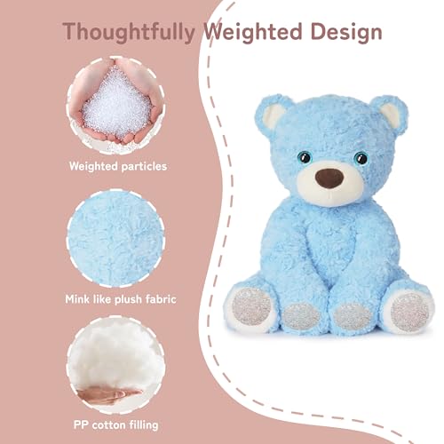 Image of Niuniu Daddy Blue Bear Weighted Stuffed Animals, Plush Pillow Toy for Kids | 20 in 3.3 lbs, Heavy sensory lap pad, lying body pillow for sleeping, machine wash, huggable gift, cute plushies