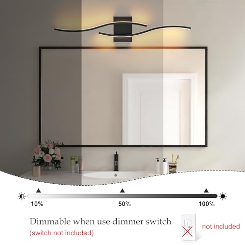 Image of KARTOOSH Hardwired Black Vanity Lights for Bathroom | 1 Pack 31.5 in LED Vanity Light, 3CCT Dimmable, Waterproof Rustproof, Hardwired Wall Mount for Bathroom Mirror Sides