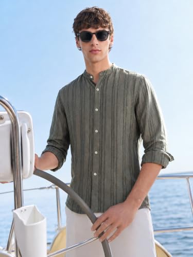 Indian Garage Men's Green Striped Shirt - Image 8