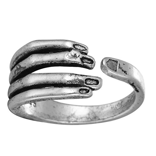 Preisvergleich Produktbild Untique Unisex Ring Hand-Design verstellbar 925 Silber