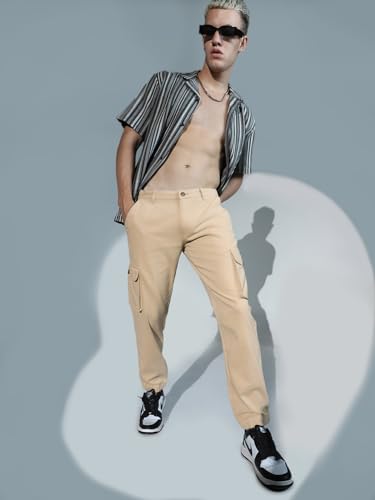 Image of Hubberholme Mens Grey Mid-Rise Cotton Casual Joggers HHMWJS004