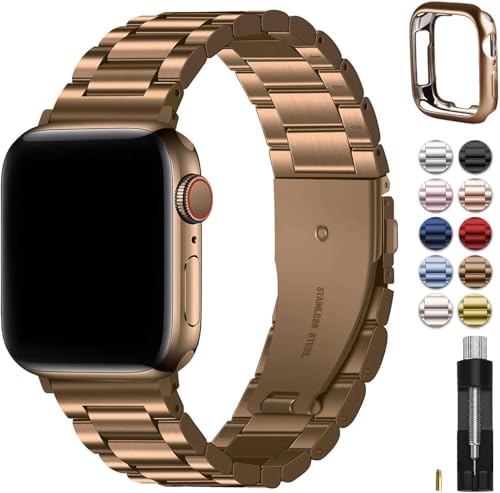 Image of Fullmosa Metal Strap with Case for Apple Watch | Fits iWatch Ultra3 /2 /1, SE3 /2 /1, Series 11 /10 /9 /8 /7 /6 /5 /4 /3 /2 /1, Stainless Steel Band for Men Women (NO WATCH)