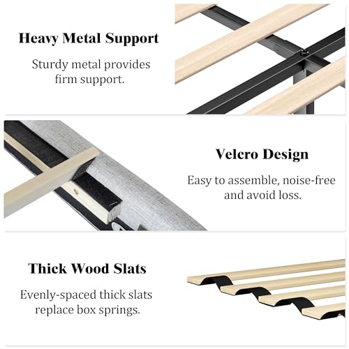 Haoara Queen Size Platform Bed Frame With Upholstered Button Tufted Headboard thumb #5