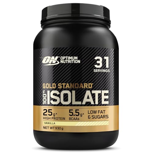 Optimum Nutrition ON Gold Standard 100% Isolate Pure Whey Protein, Naturally Occurring BCAAs and Glutamine, Pre and Post Workout, Vanilla Flavour, 31 Servings, 930 g