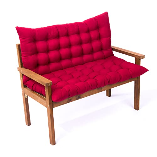 Hruile Replacement Cushion For Outdoor Patio Swing, 2-3 Seater Bench With Backrest, 3 Inch Thick Seat Sofa Pad Settee Ties,59X40In,Wine Red #TOP3